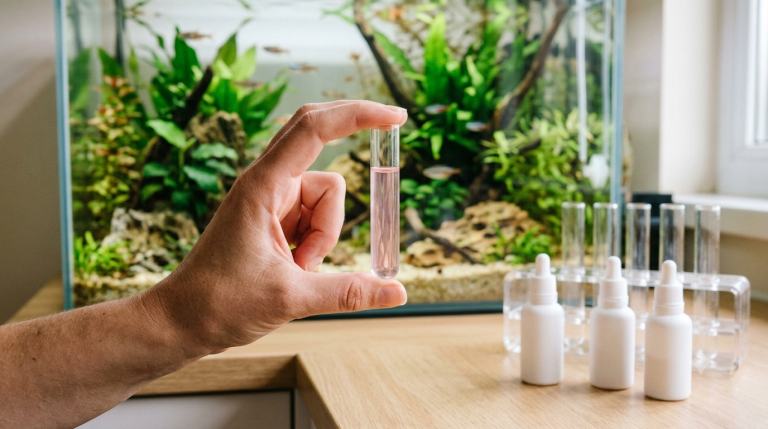 Test d'eau en gouttes pour suivre le cycle de l'azote d'un aquarium