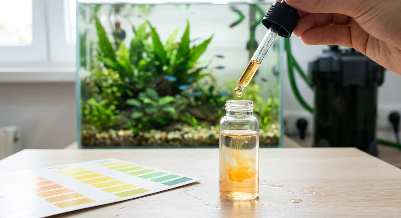 Test en gouttes pour mesurer les paramètres de l'eau de l'aquarium.